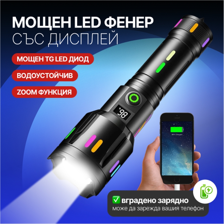 LED тактически алуминиев фенер X-BAL BM10-TG – мощ и надеждност във вашите ръце