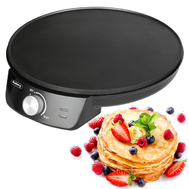 Уред за палачинки Rosberg, 1200W, 30 см, Незалепващ, Терморегулатор